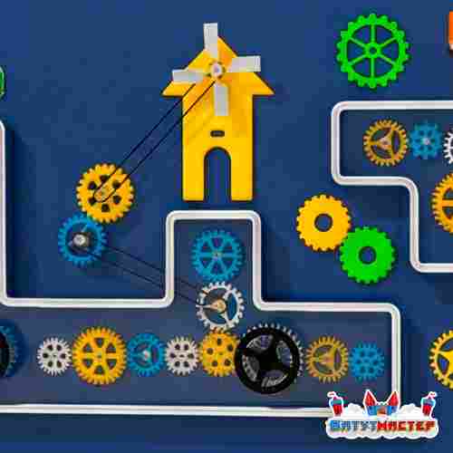 Интерактивная стена «Робомеханика», с подвижными шестерёнками