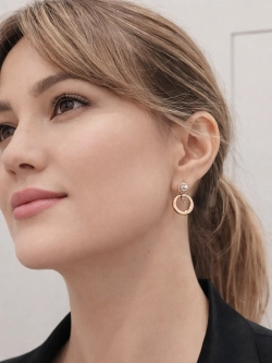 Серьги Xuping «Подвесное кольцо» Gold 18K