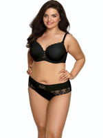 Бюстгальтер plus size с эффектной вышивкой на чашках (Размер: 75K) (Цвет: черный)