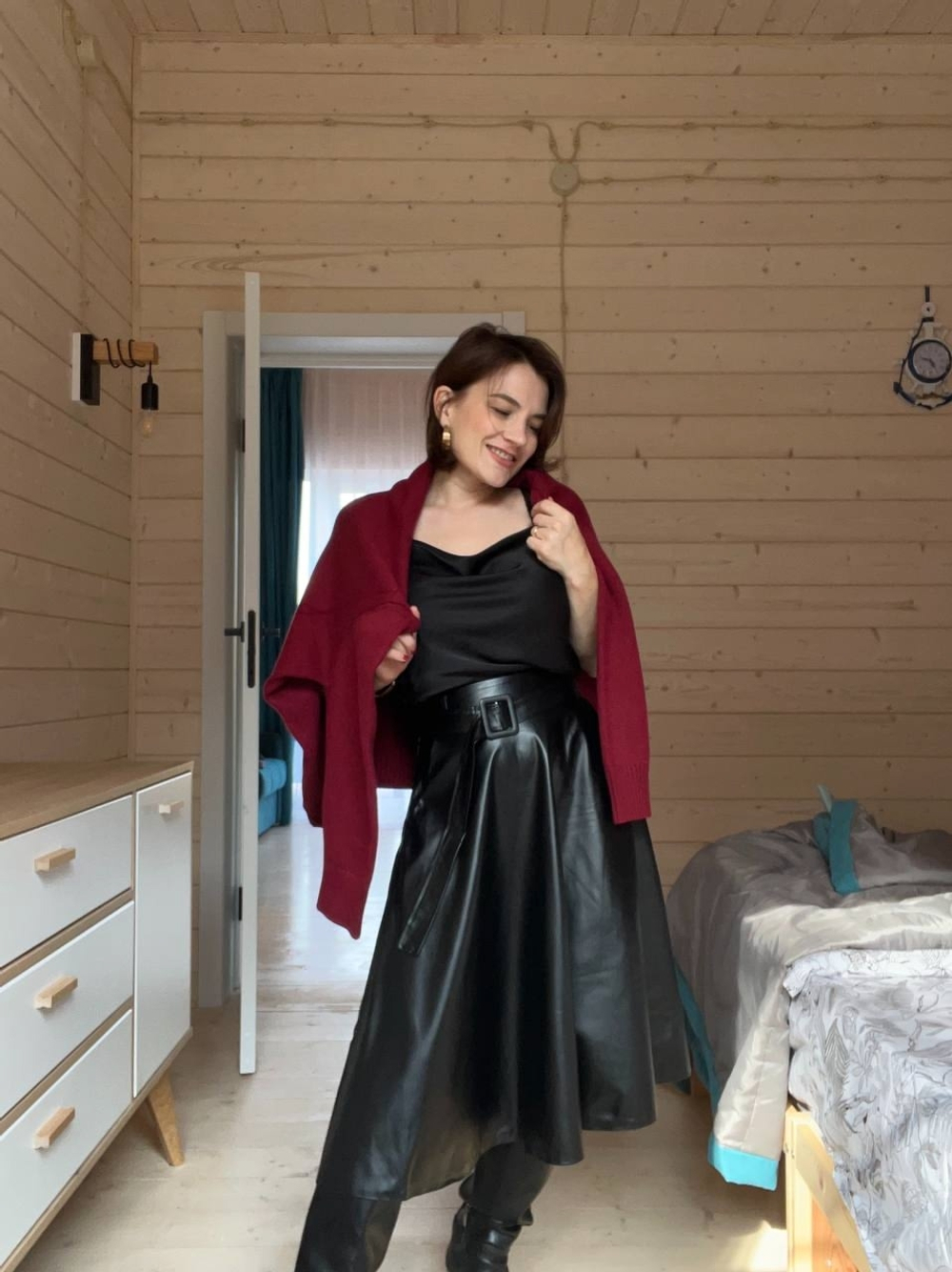 Юбка экокожа черный