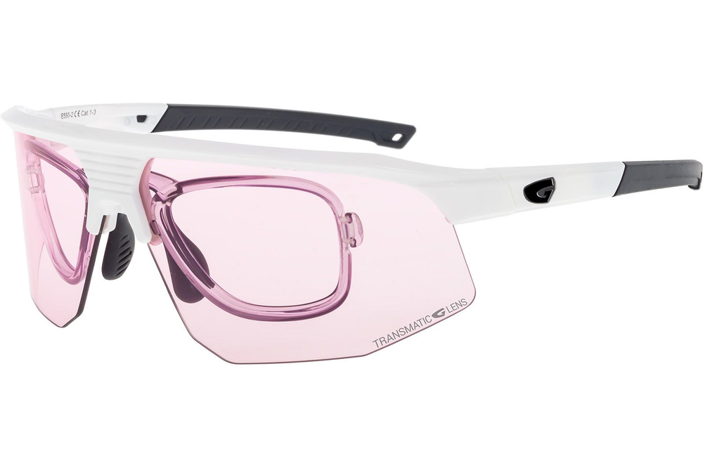 Спортивные очки с диоптриями GOG Kilo / White-Black / Photochromic Pink-Smoke Lens