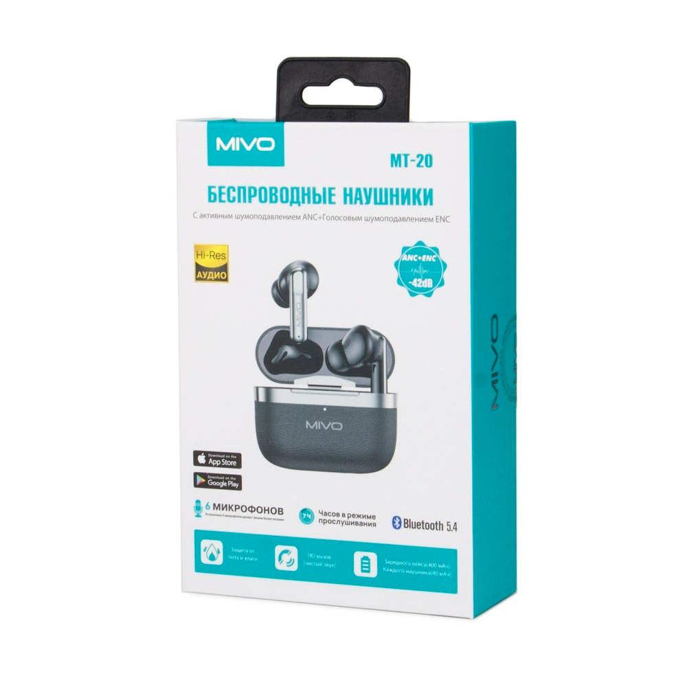 Наушники беспроводные Mivo MT-20 ANC+ENC 6мик. BT5.4