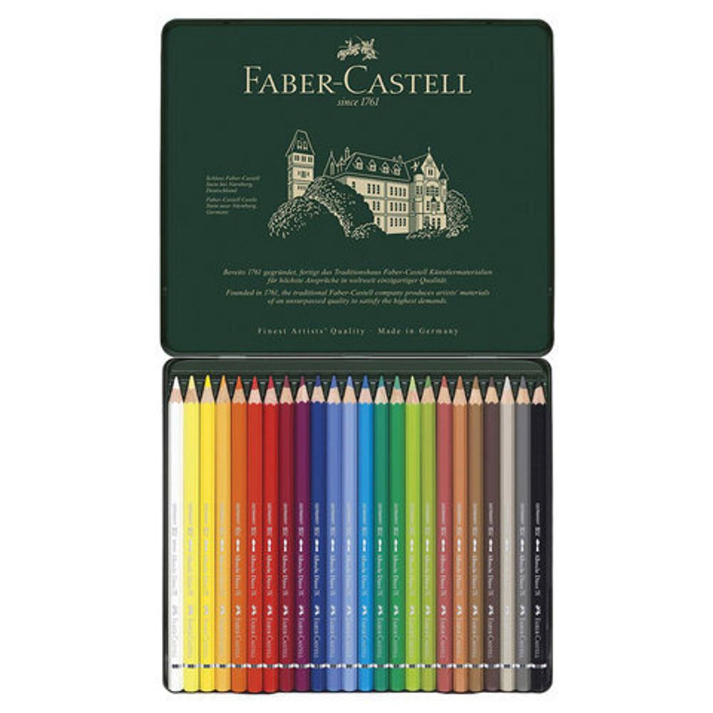 Карандаши цветные акварельные художественные FABER-CASTELL "Albrecht Durer", 24 цвета, металлическая коробка, 117524
