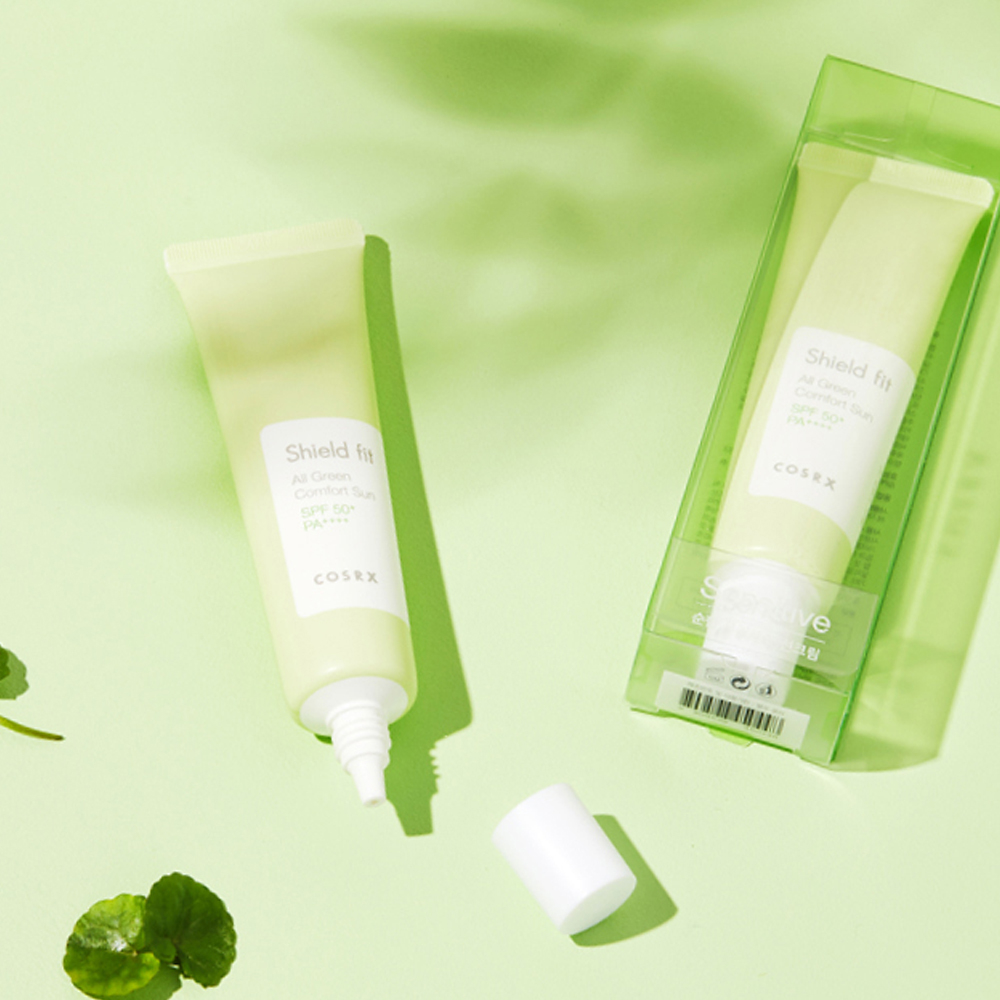 CosRx Shield Fit All Green Comfort Sun SPF50+ PA++++ солнцезащитный крем с экстрактом центеллы