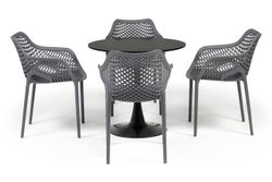 "Беллини" обеденная группа на 4 персоны, цвет темно-серый