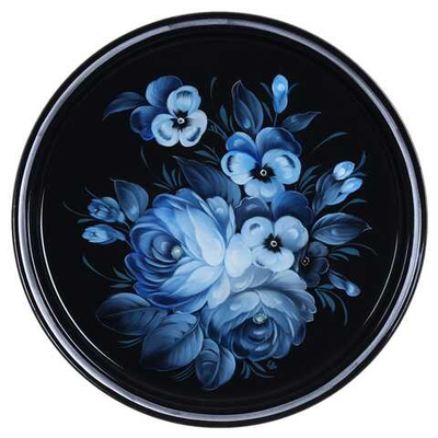 Жостовский поднос декоративный, размер 30 см (A9), металлический