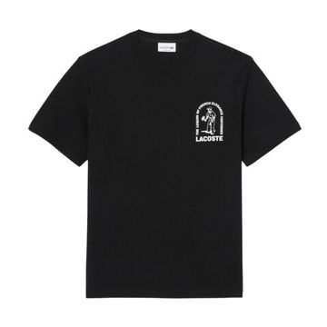 Мужская теннисная футболка Lacoste Printed Cotton - black
