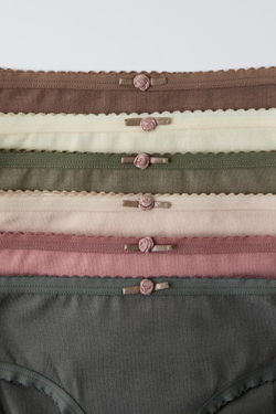 ZARA НАБОР ИЗ ШЕСТИ ТРУСОВ С ЦВЕТОЧНЫМ ПРИНТОМ, РАЗНОЦВЕТНЫЙ