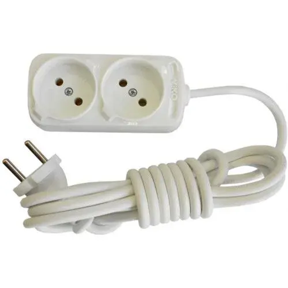 Удлинитель электрический 2 гнезда 5 метров Viko Leylak провод ПВС 2x0,75 мм, 10 Ампер, 2200 Вт, Турция