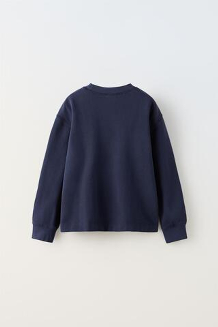 ZARA КОМПЛЕКТ ИЗ БРЮК И ТОЛСТОВКИ С НАДПИСЬЮ, МОРСКОЙ СИНИЙ
