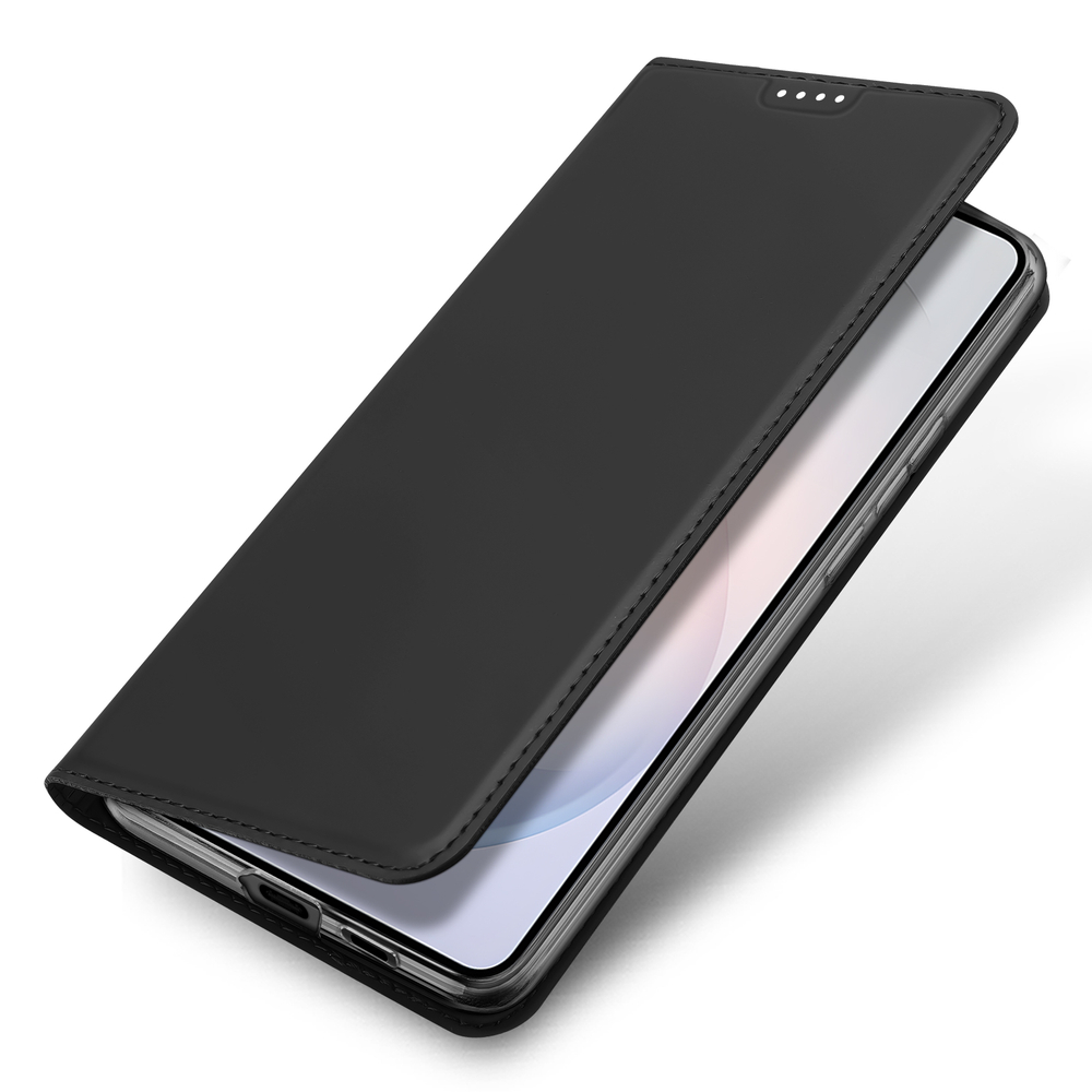 Чехол книжка из кожи черного цвета для Samsung Galaxy S26, серия Skin Pro Series от Dux Ducis