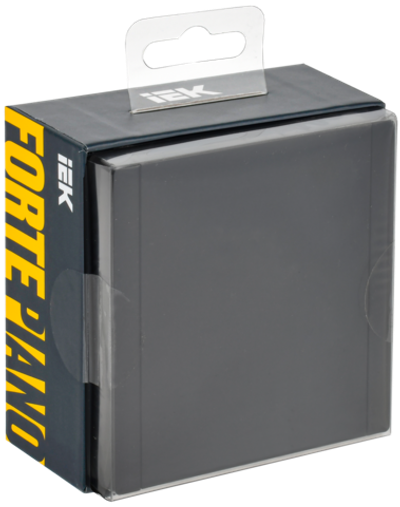 FORTE&PIANO Розетка 1-местная с заземлением с защитными шторками и крышкой безвинтовое крепление 16А IP44 FP119 черный IEK