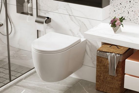 Комплект ABBER подвесной унитаз Bequem AC1105P белый с импульсным смывом с инсталляцией AC0101P