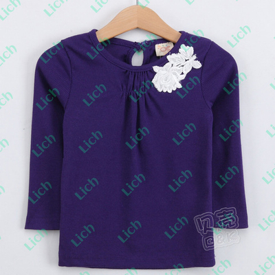 Лонгслив детский однотонный с кружевным цветком