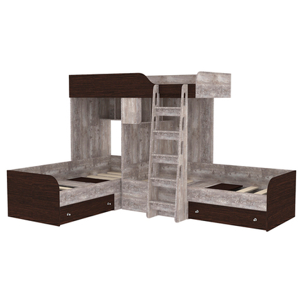 Кровать-чердак КарИВи Трио Бетон Венге