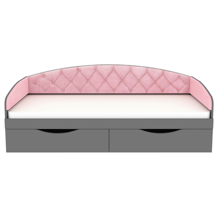 Кровать односпальная КарИВи Беллуччи с каретной стяжкой 80х190 Темно-серый Розовый