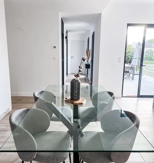 Стол Argo 180x100 см, стекло, черные ножки