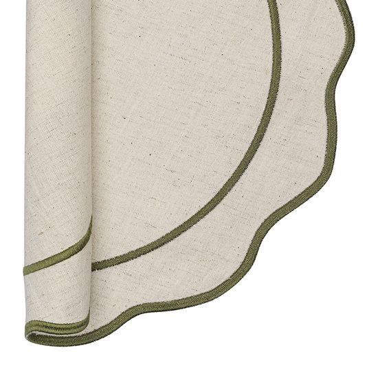 Салфетка под приборы anemone из коллекции trendy ruffles, D40 см, оливковый