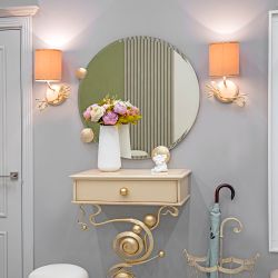 Бра настенный светильник Oliva Branch (Олива Бранч) правое Айвори Мраморное золото с абажуром Терра Беж - 2