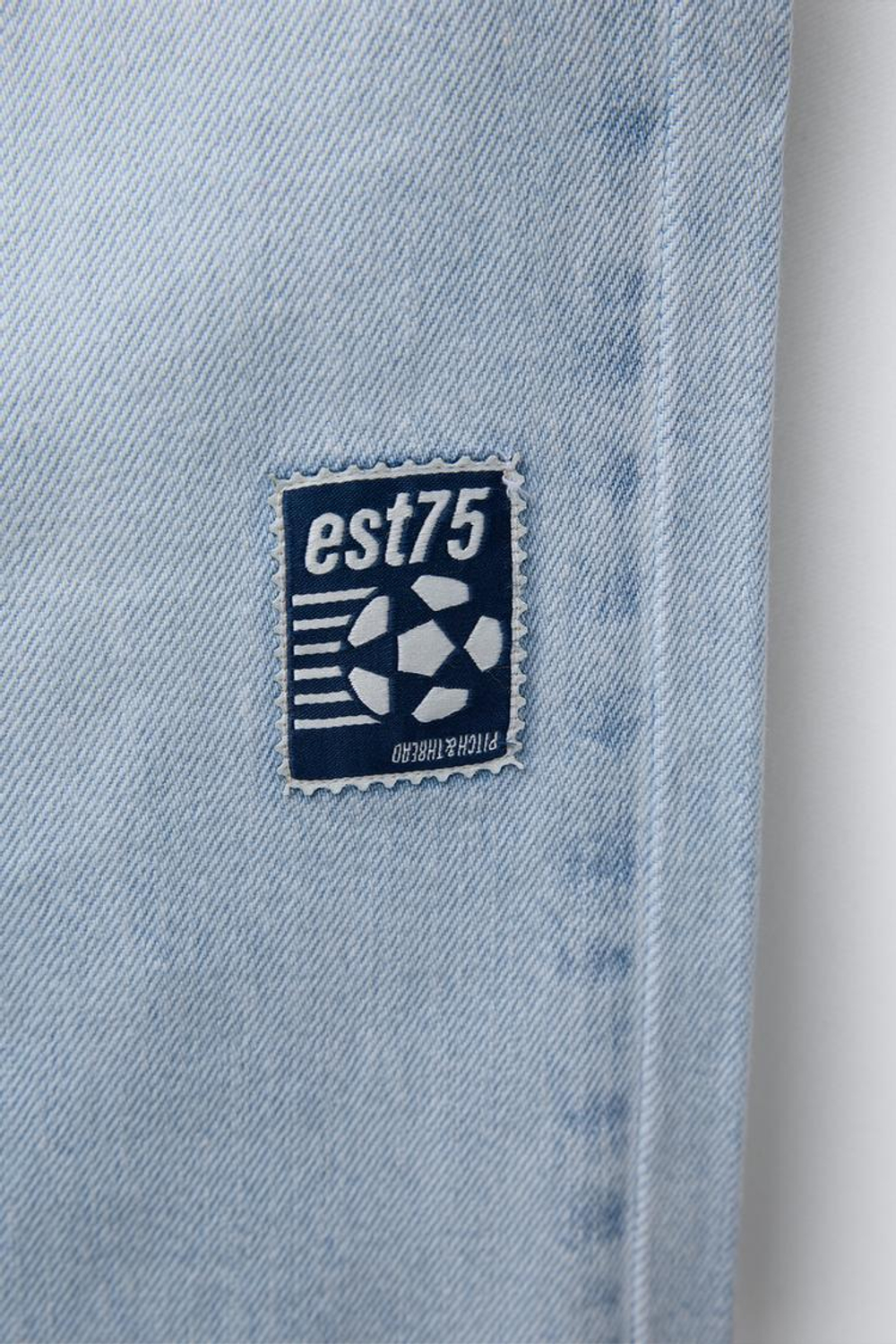 ZARA ДЖИНСЫ WIDE LEG С НАШИВКАМИ, ГОЛУБОЙ