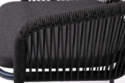 "Марсель" стул плетеный из роупа, каркас алюминий темно-серый (RAL7024) муар, роуп темно-серый круглый, ткань темно-серая 027