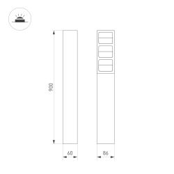 Светильник LGD-TILLIS-BOLL-H900-12W Warm3000 (GR, 92 deg, 230V) (Arlight, IP65 Металл, 3 года) 050729