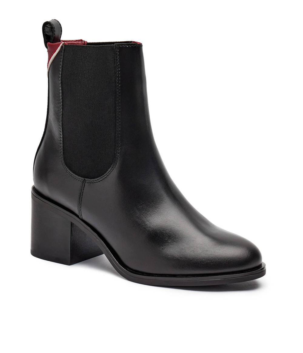 Кожаные ботильоны на каблуке Tommy Hilfiger - черный(FW0FW08112)