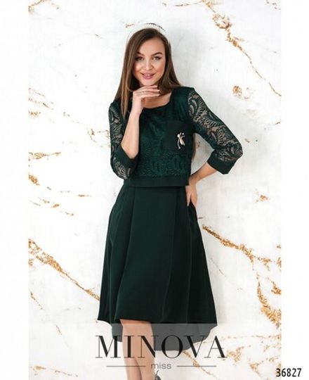 Платье 8619-темно-зеленый Minova Фото 2