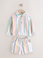 Рубашка и шорты в комплекте для девочки Next AA4-012, Кремовый, Розовый, Синий