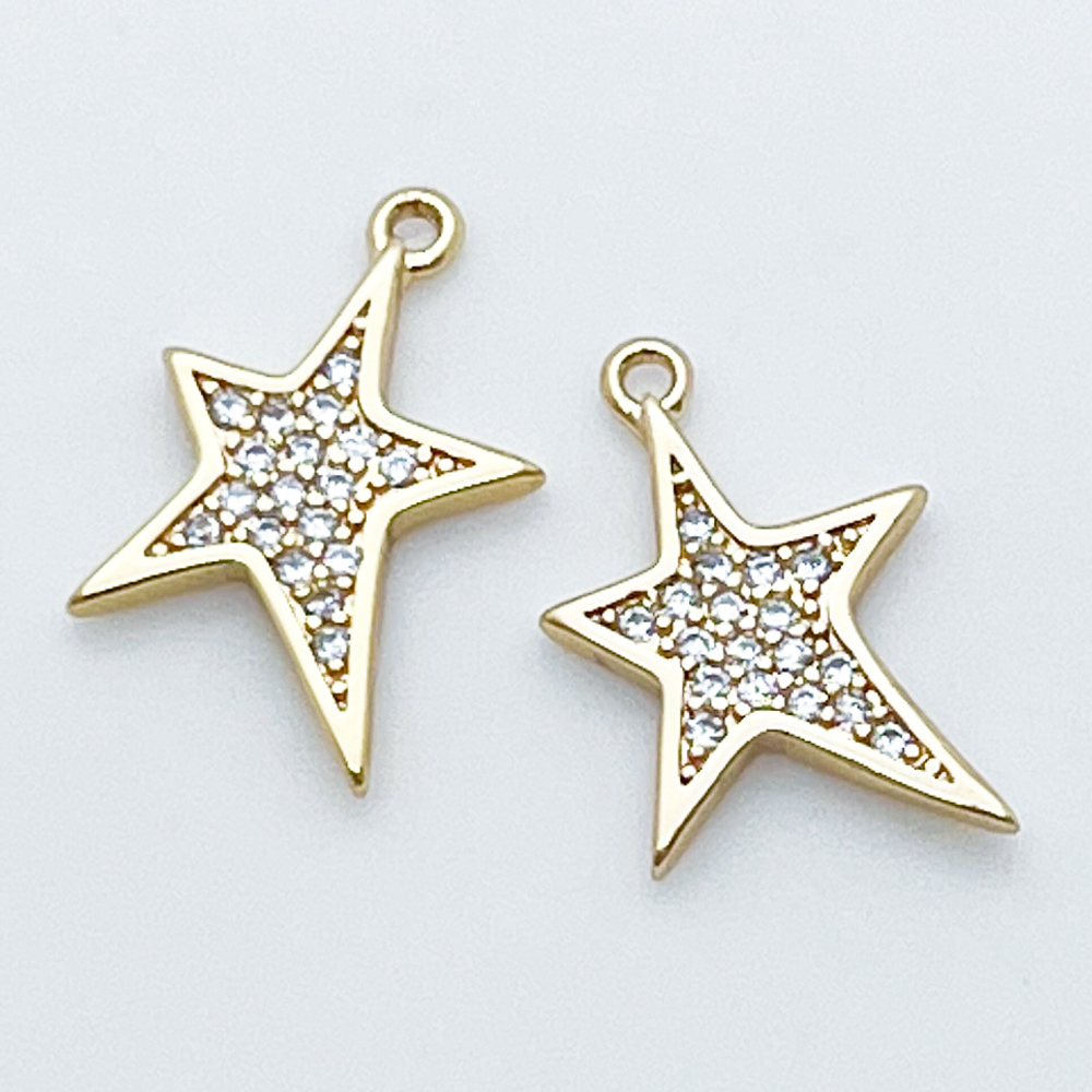 Подвеска Звезда, цвет золото, фианиты, размер 15*10 мм, цена за 1 шт