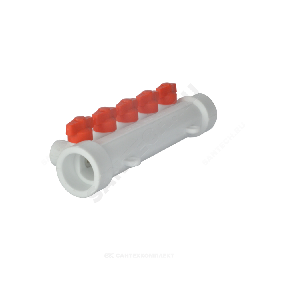 Коллектор PP-R белый Дн 40х20 на 3 выхода с кранами VALFEX 101134003