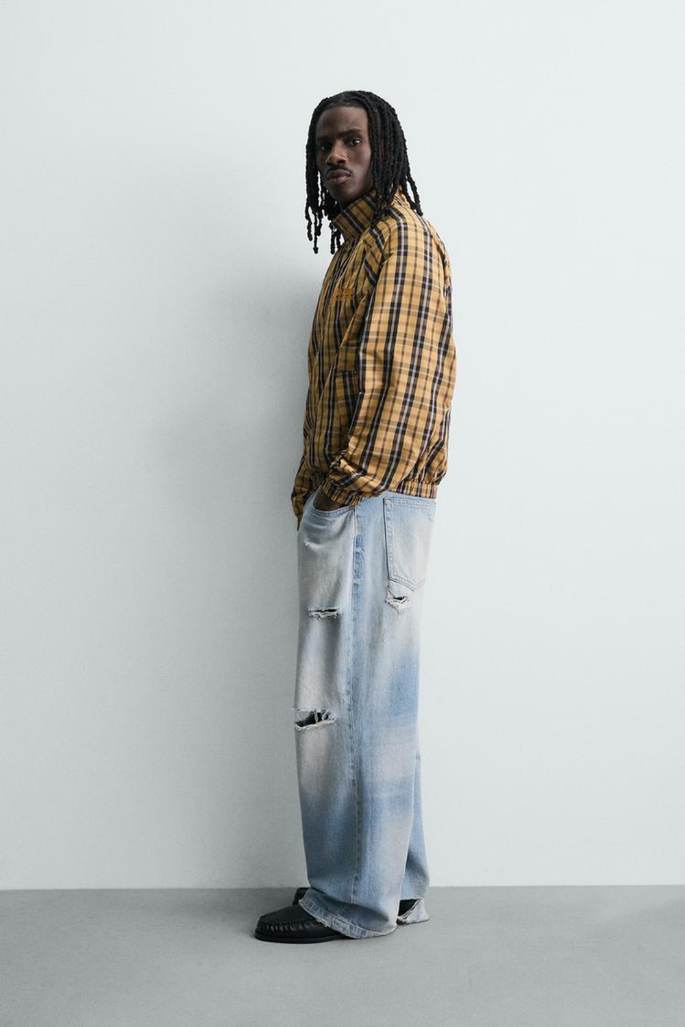 ZARA ТЕХНИЧЕСКАЯ КУРТКА СВОБОДНОГО КРОЯ В КЛЕТКУ, ЖЕЛТЫЙ