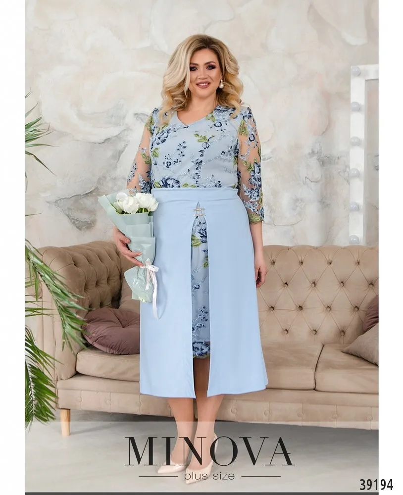 Платье 421Б-голубой Minova