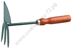 GRINDA 250 мм, 3 зубца, углеродистая сталь, сердцевидное лезвие, деревянная ручка, садовая мотыжка (8-421239)
