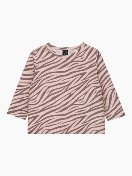 Лонгслив оверсайз Mjölk Зебра розовая