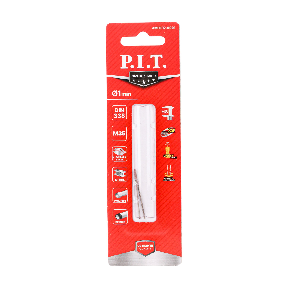 (ХОС) Сверло по металлу с кобальтовым покрытием P.I.T. Ø1,0x34мм(AMED02-0001)