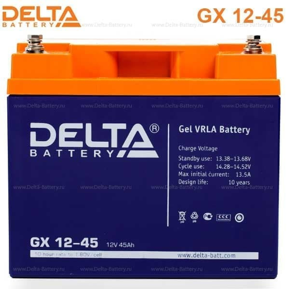 Аккумуляторная батарея Delta GX 12-45 (12V / 45Ah)