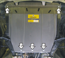 Защита картера Двигателя, КПП. 2 мм, Сталь. для Nissan Serena 1999-2005, Nissan Almera Tino 2000-2006 MOTODOR.01414