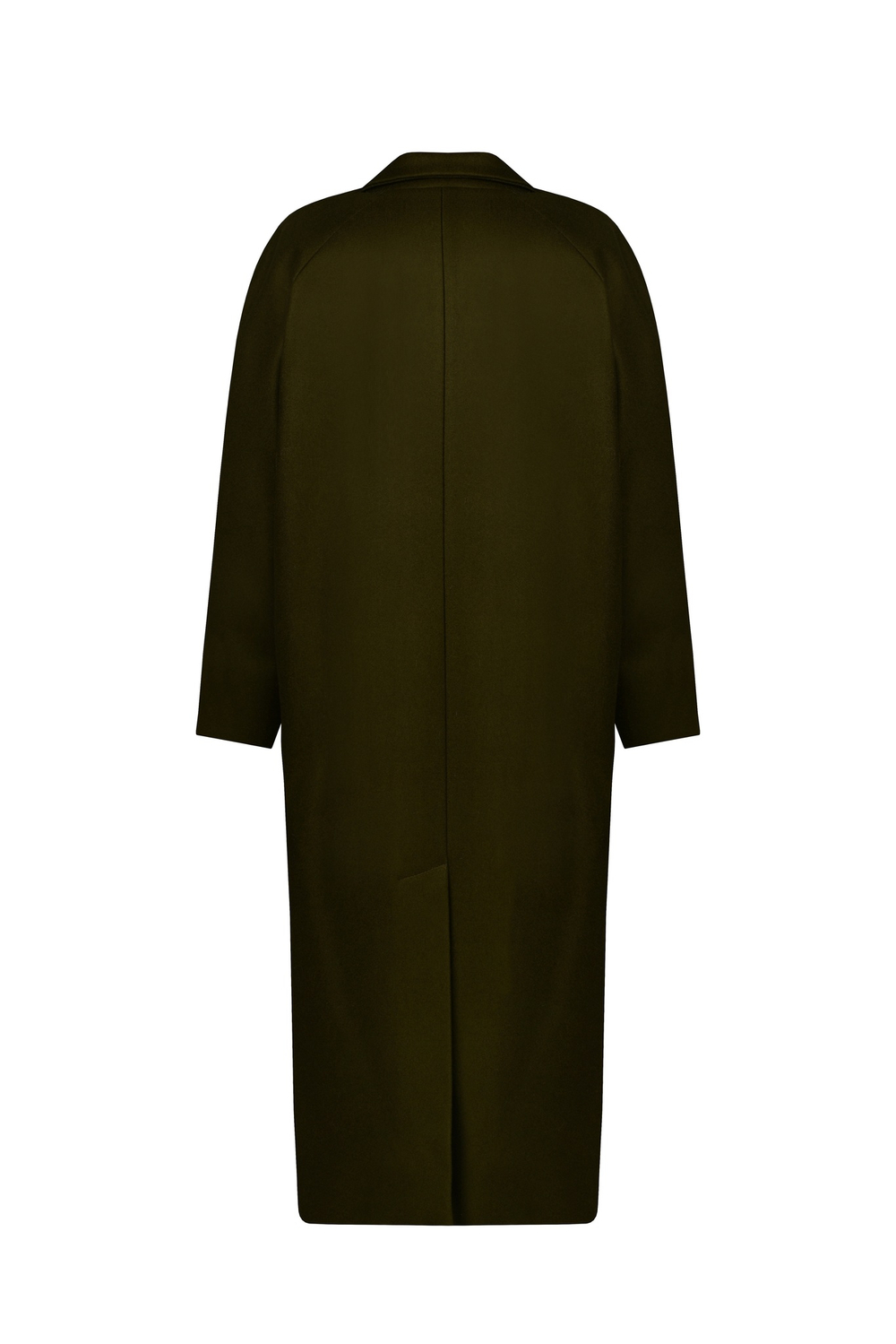 Темно-зеленое двубортное пальто