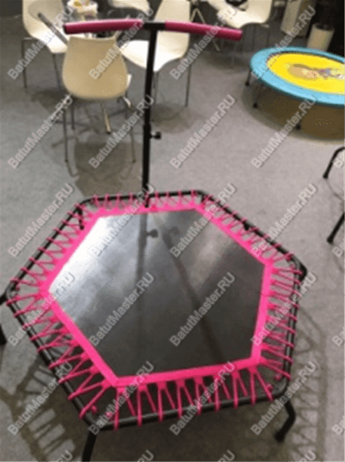 Каркасный батут с Т-образной ручкой, розовый, диаметр 4 фт, шестиугольный