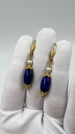 Серьги с синими подвесками