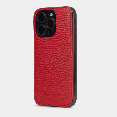 Чехол для iPhone 16 Pro Max из кожи сафьяно, красного цвета