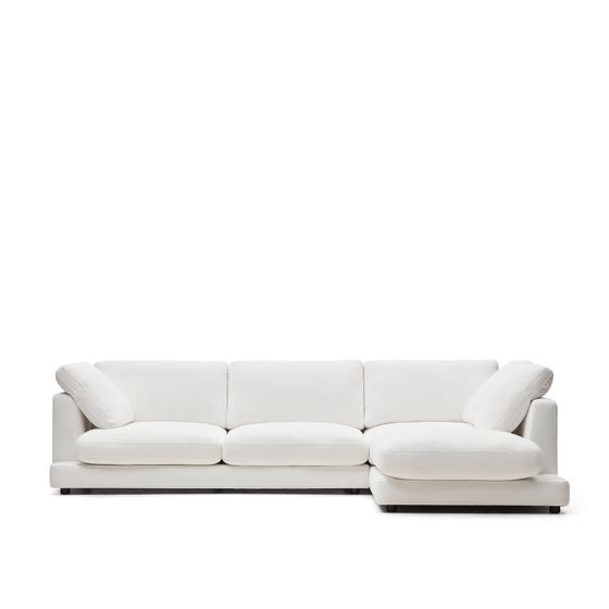 Четырехместный угловой диван Gala с правым шезлонгом, белый