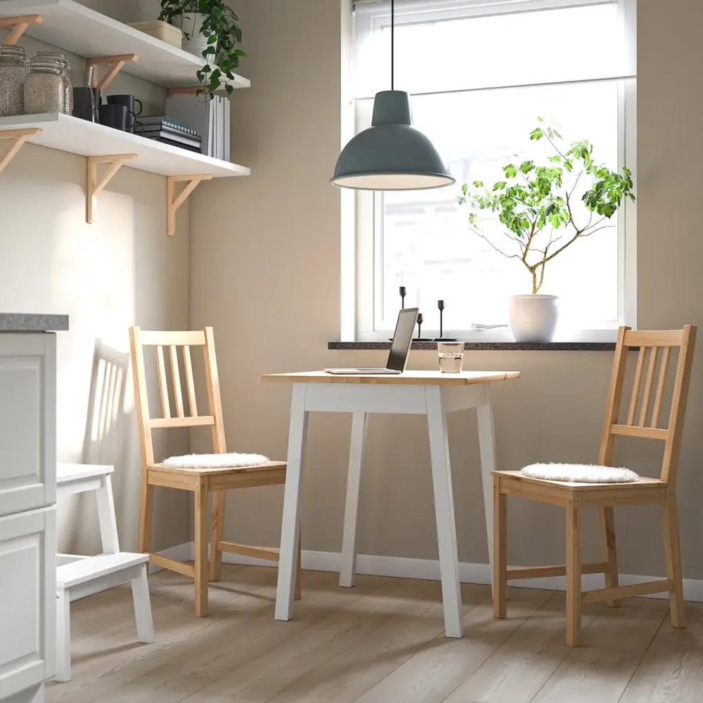 Стол и 2 стула - PINNTORP IKEA/ ПИННТОРП  ИКЕА, 65 см,  под беленый дуб