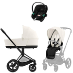 Коляска Cybex Priam IV Matt Black complete Aton S2 Moon Black Base One 4 в 1 Off White