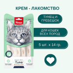 Wanpy Cat Лакомство для кошек «нежное пюре» из тунца и гребешка 70 г