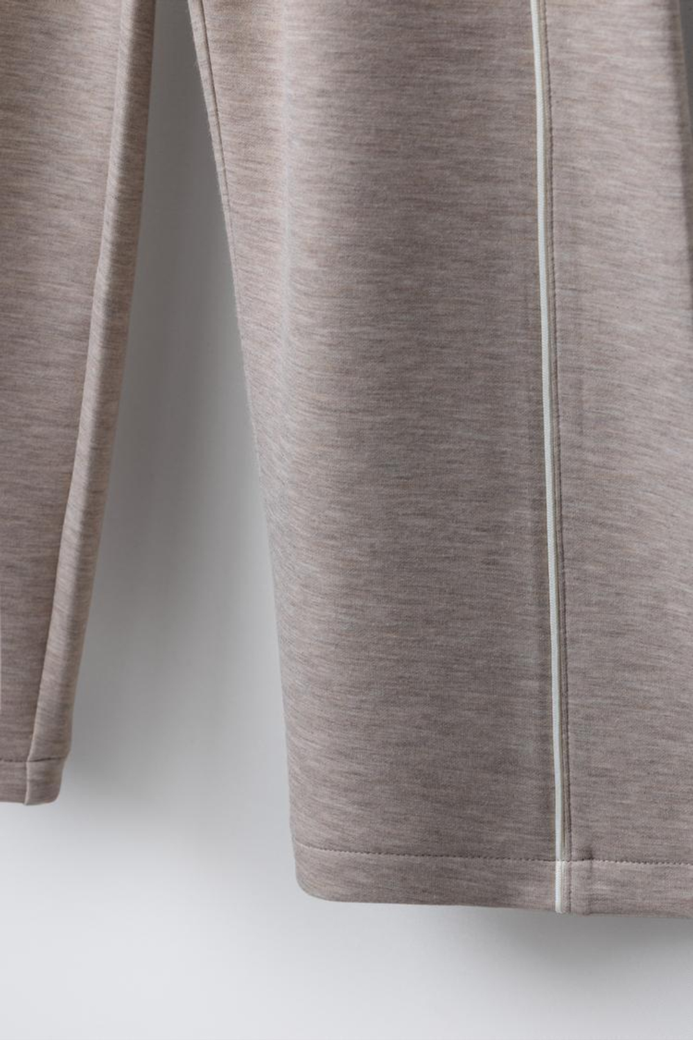 ZARA БРЮКИ WIDE LEG GYM С КОНТРАСТНЫМИ ВСТАВКАМИ, ПЕСОЧНЫЙ МЕЛАНЖ