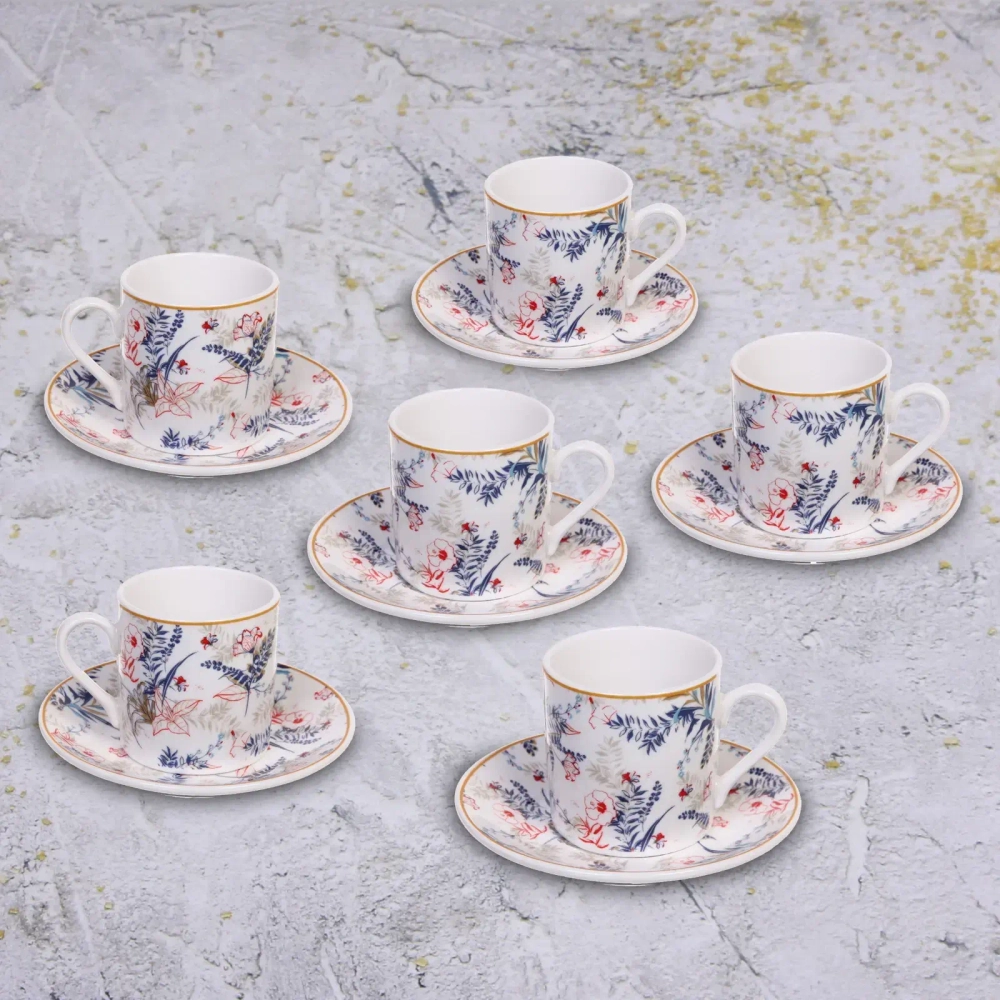 Кофейный набор 12 предметов «Paradise» (6кружек 90мл+6блюдец), белый