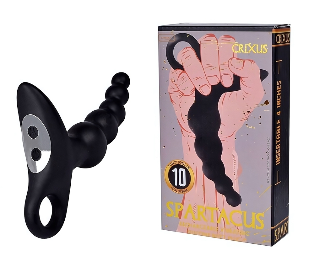 Вибромассажер простаты Spartacus 10 режимов черный 11 см