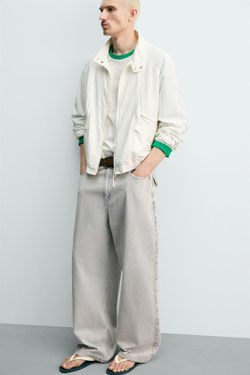 ZARA БРЮКИ RELAXED STRAIGHT FIT В ПОЛОСКУ, ПОЛОСКИ
